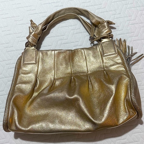 Cole Haan Metallic Gold Pebbled Large Leather Hobo - Picture 3 of 12